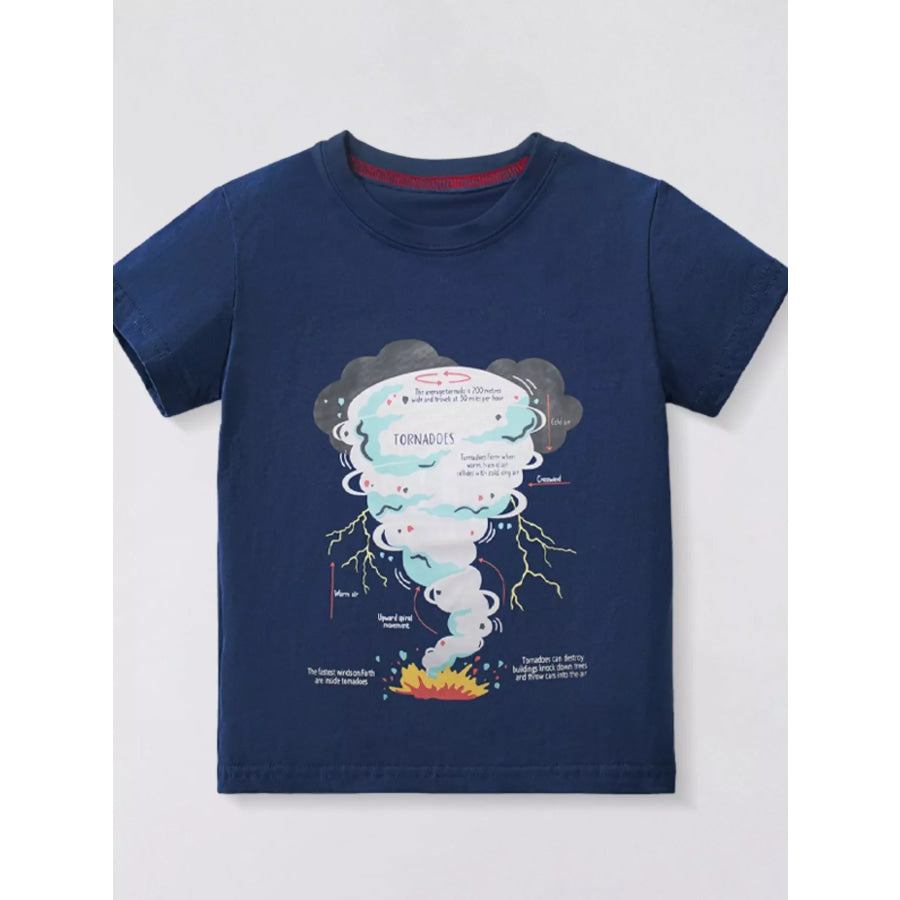 Children’s Graphic Round Neck T-Shirt Navy / 2-3Y Apparel and Accessories