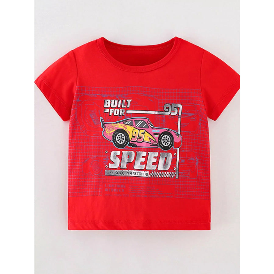Children’s Graphic Round Neck T-Shirt Red / 3Y Apparel and Accessories