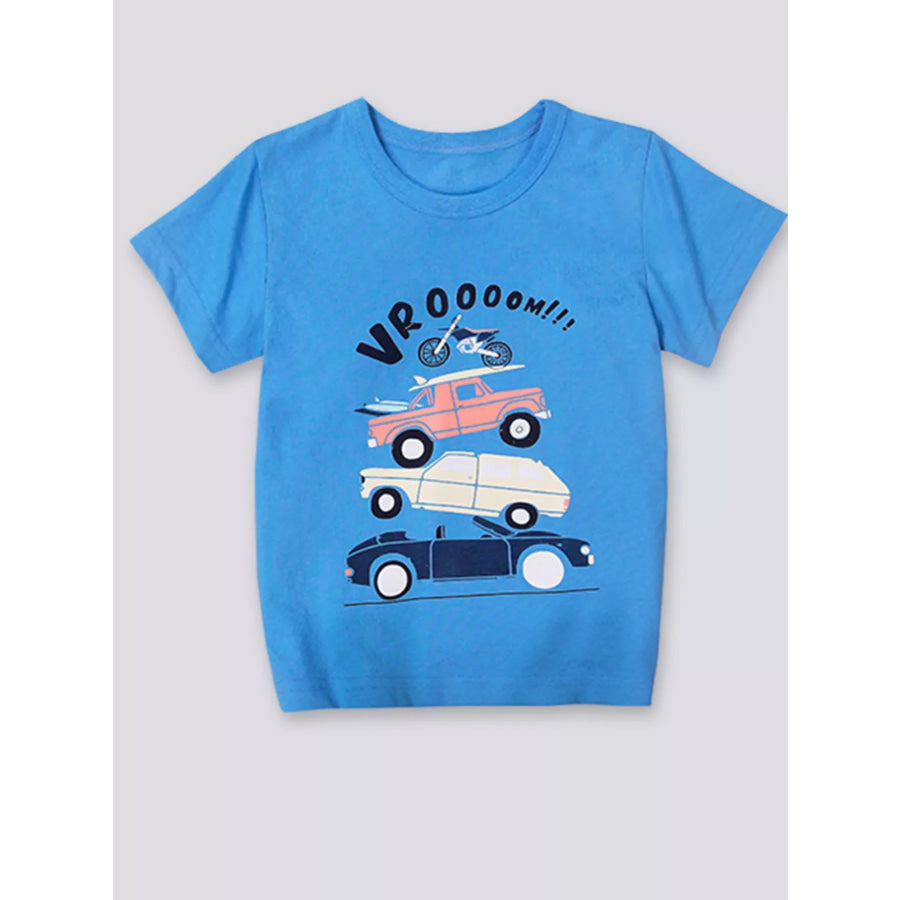 Children’s Graphic Round Neck T-Shirt Sky Blue / 3Y Apparel and Accessories