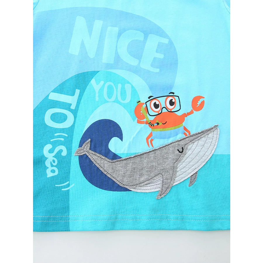 Children’s Graphic Round Neck Tee and Shorts Set Apparel and Accessories