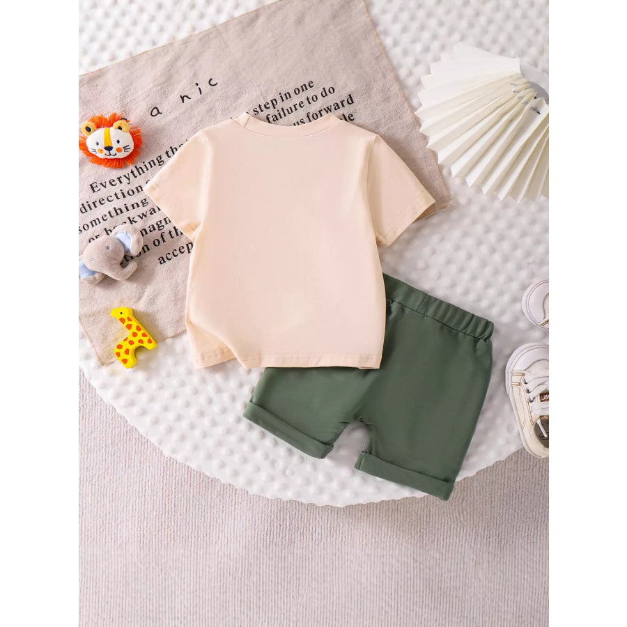 Children’s Graphic Round Neck Tee and Shorts Set Apparel and Accessories