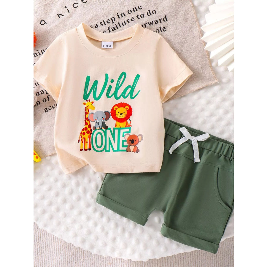 Children’s Graphic Round Neck Tee and Shorts Set Apparel and Accessories