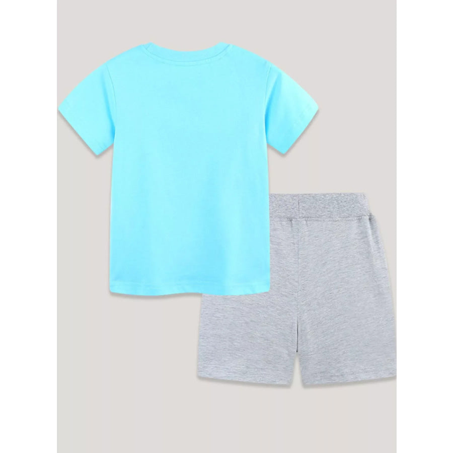 Children’s Graphic Round Neck Tee and Shorts Set Apparel and Accessories