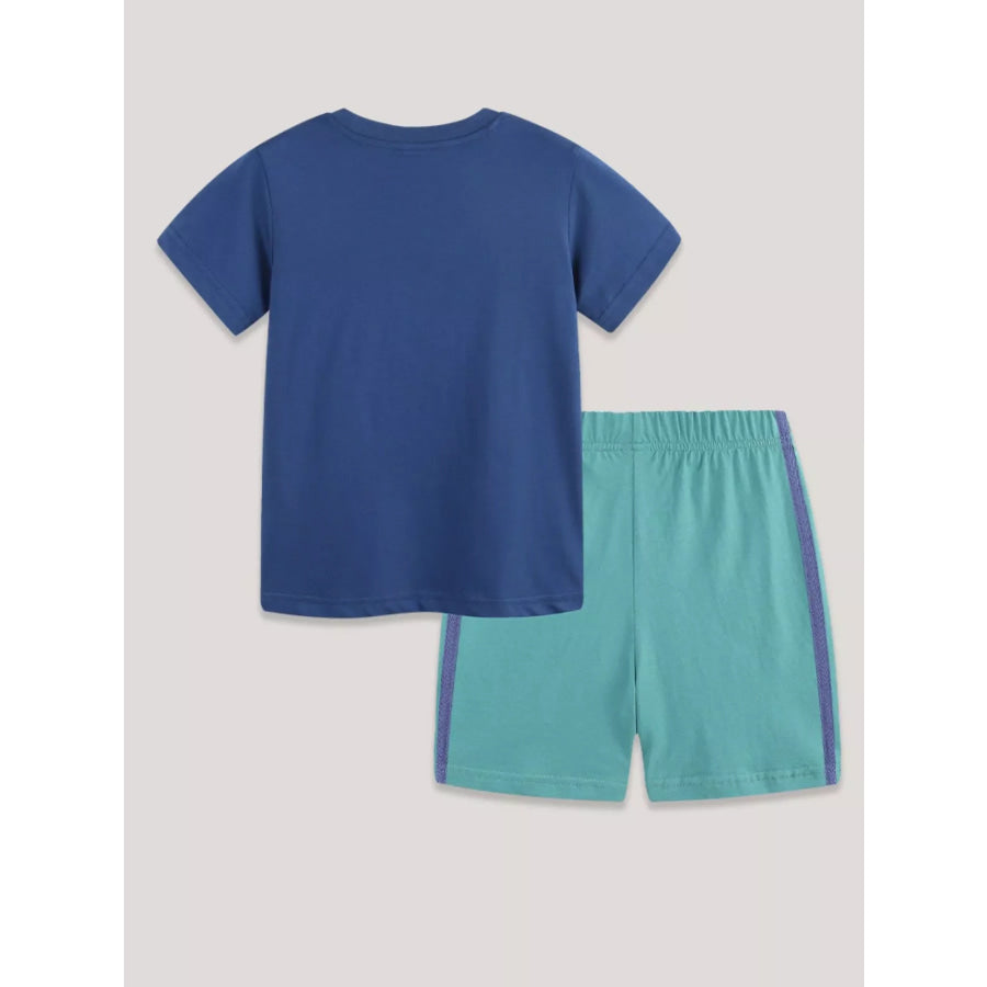 Children’s Graphic Round Neck Tee and Shorts Set Apparel and Accessories