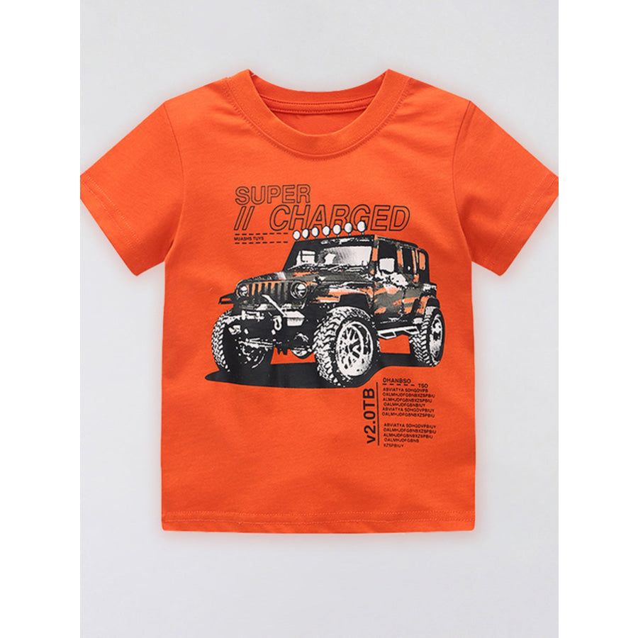 Children’s Graphic Short Sleeve T-Shirt Orange-Red / 3Y Apparel and Accessories