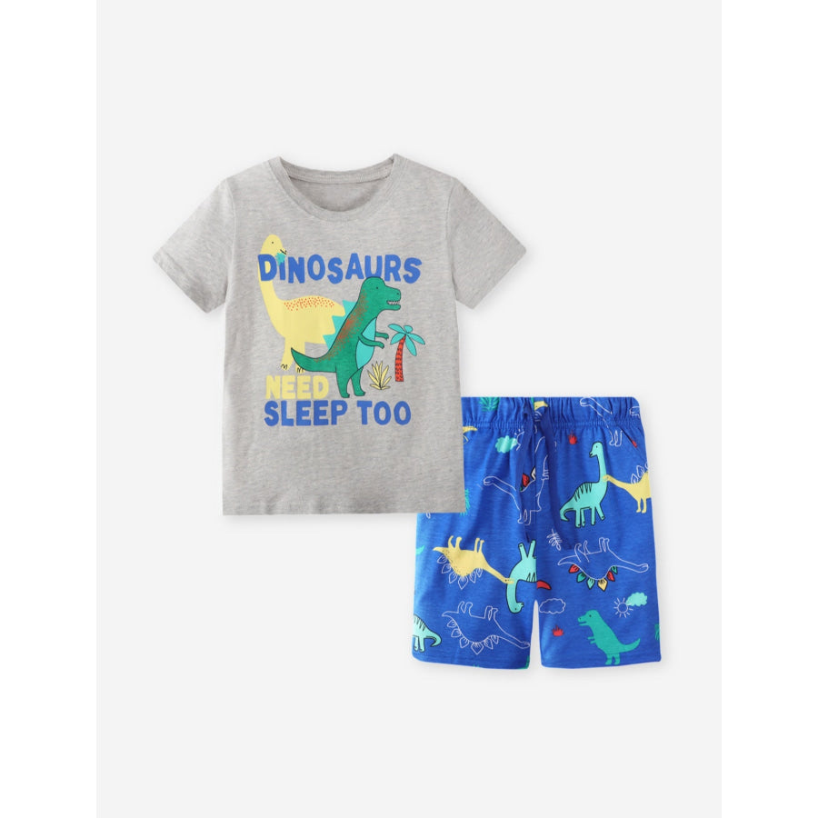Children’s Graphic Short Sleeve Tee and Shorts Set Light Gray / 3Y Apparel and Accessories