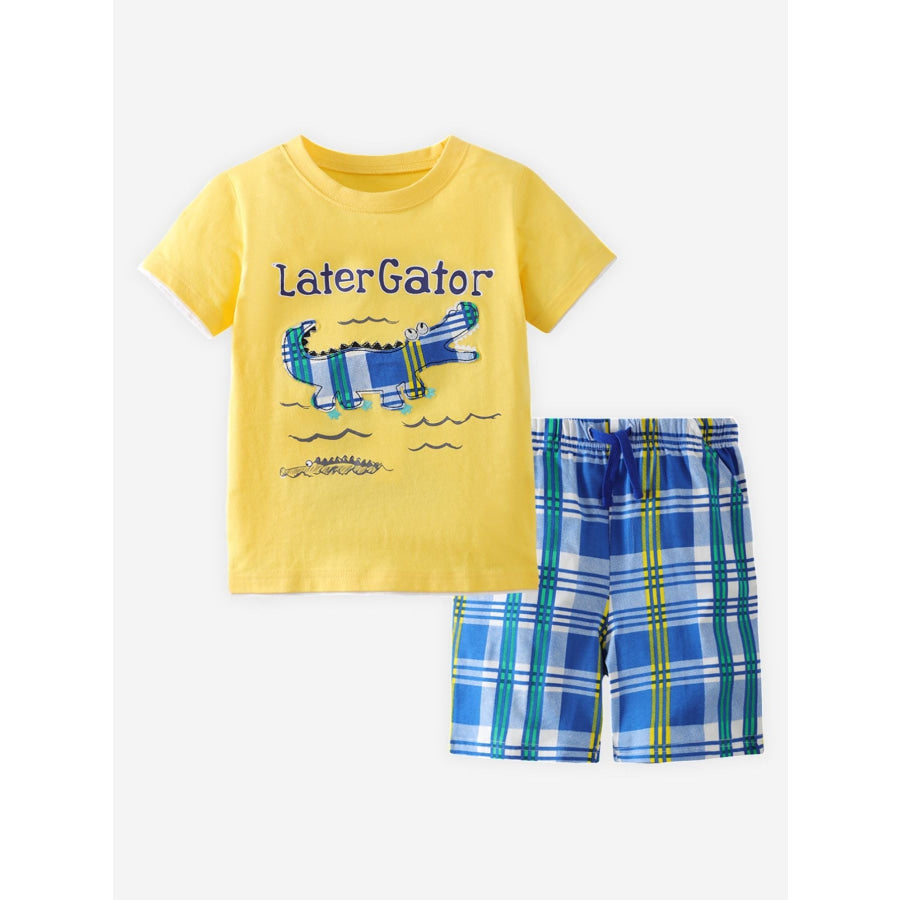 Children’s Graphic Short Sleeve Tee and Shorts Set Yellow / 3Y Apparel and Accessories