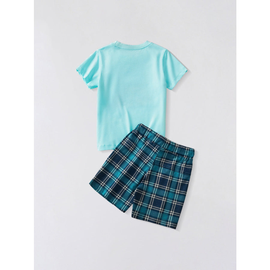 Children’s Graphic T-Shirt & Plaid Shorts Set Apparel and Accessories