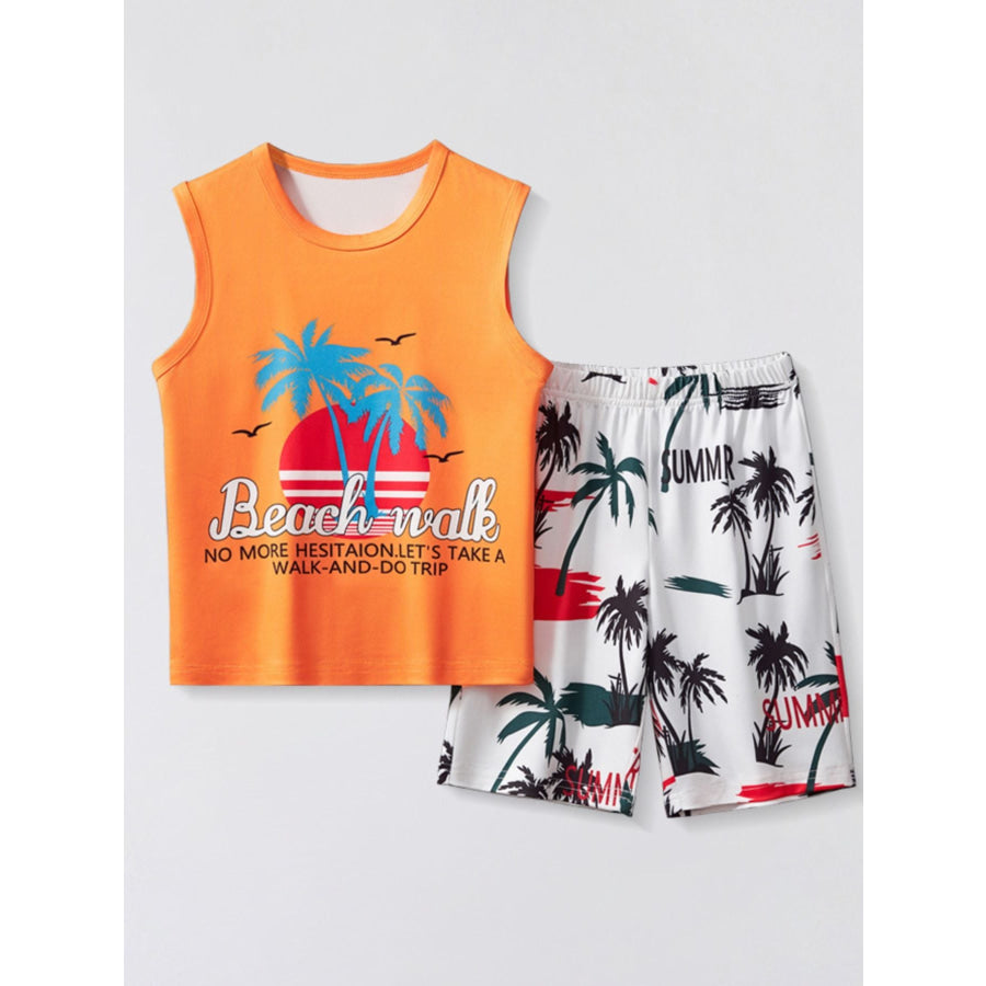 Children’s Graphic Tank and Shorts Set Tangerine / 2-3Y Apparel and Accessories