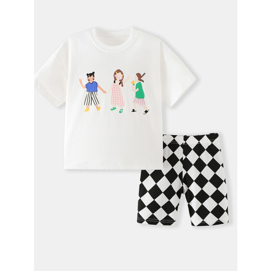 Children’s Graphic Tee & Checkered Shorts Set Apparel and Accessories