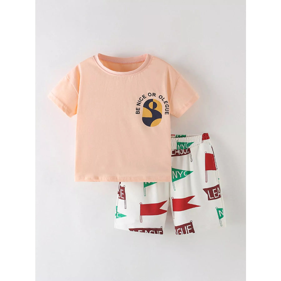 Children’s Graphic Tee & Flag Print Shorts Set Watermelon pink / 3Y Apparel and Accessories