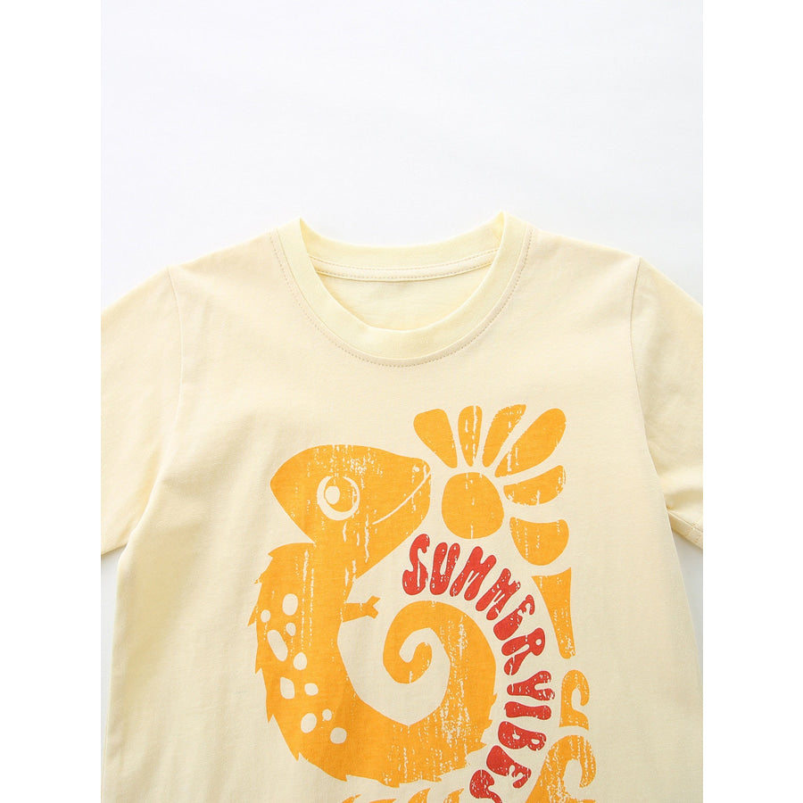 Children’s Graphic Tee & Geometric Print Shorts Set Apparel and Accessories