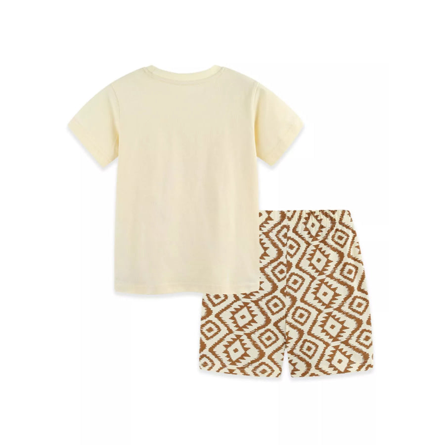Children’s Graphic Tee & Geometric Print Shorts Set Apparel and Accessories
