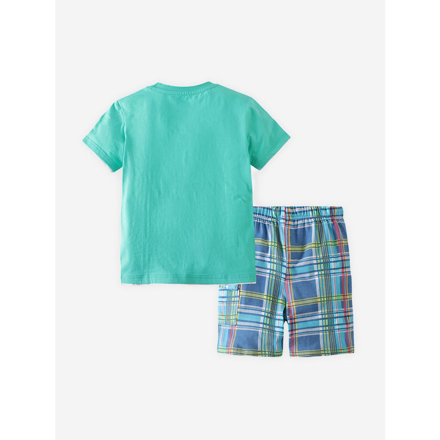 Children’s Graphic Tee & Plaid Shorts Set Apparel and Accessories