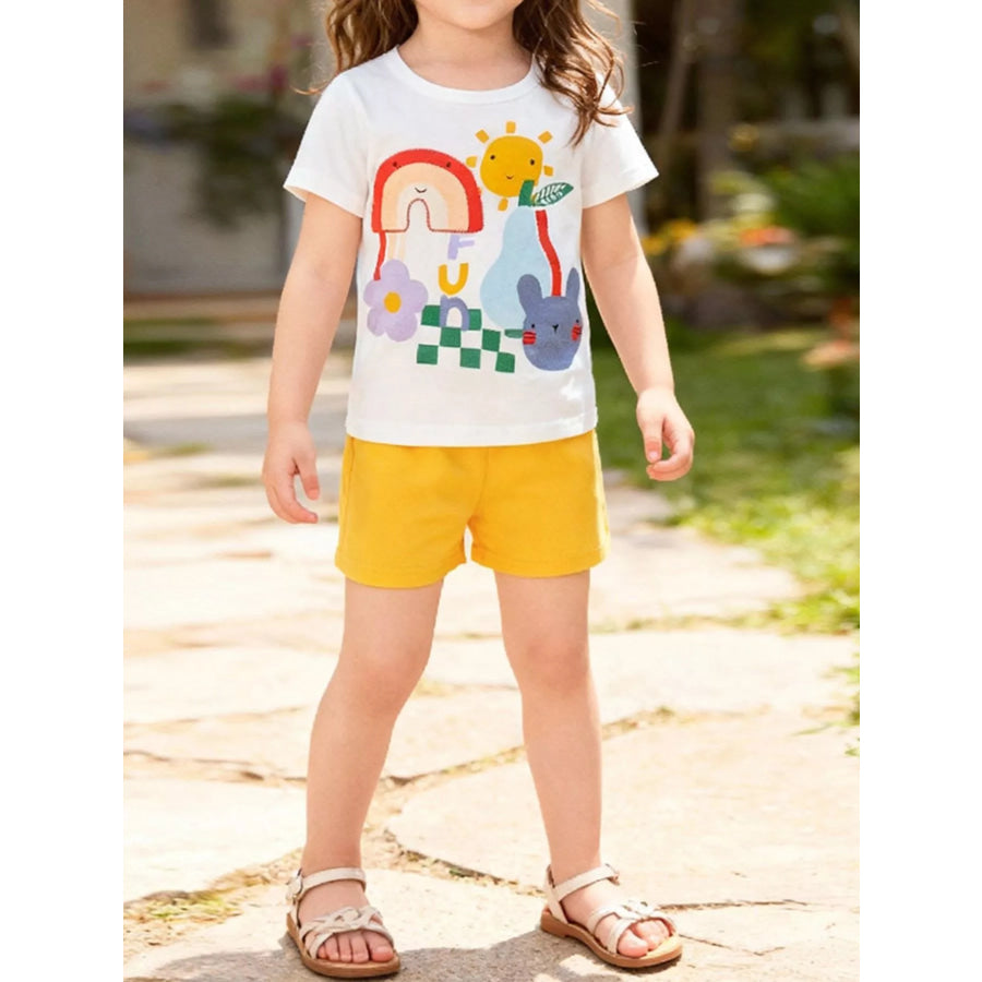 Children’s Graphic Tee & Shorts Set White / 2Y Apparel and Accessories
