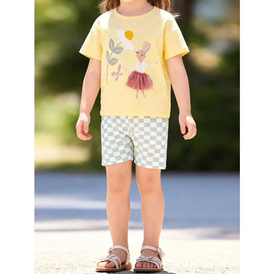Children’s Graphic Tee & Shorts Set Yellow / 2Y Apparel and Accessories