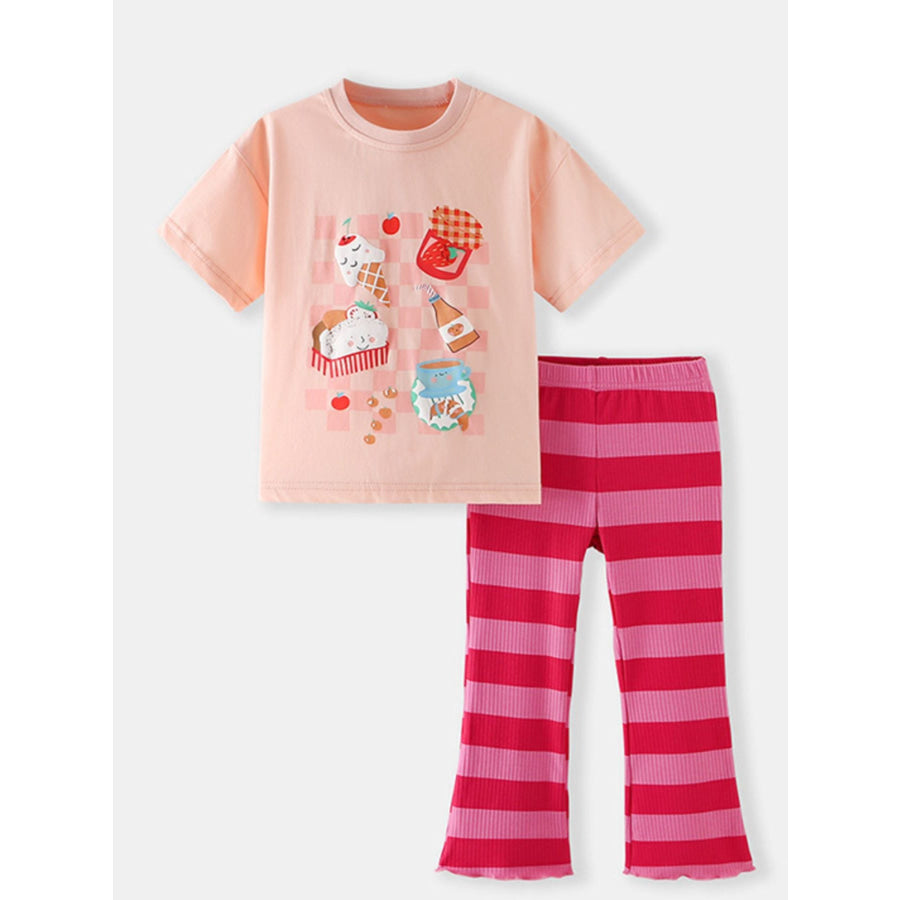 Children’s Graphic Tee & Striped Flare Pants Set Apparel and Accessories