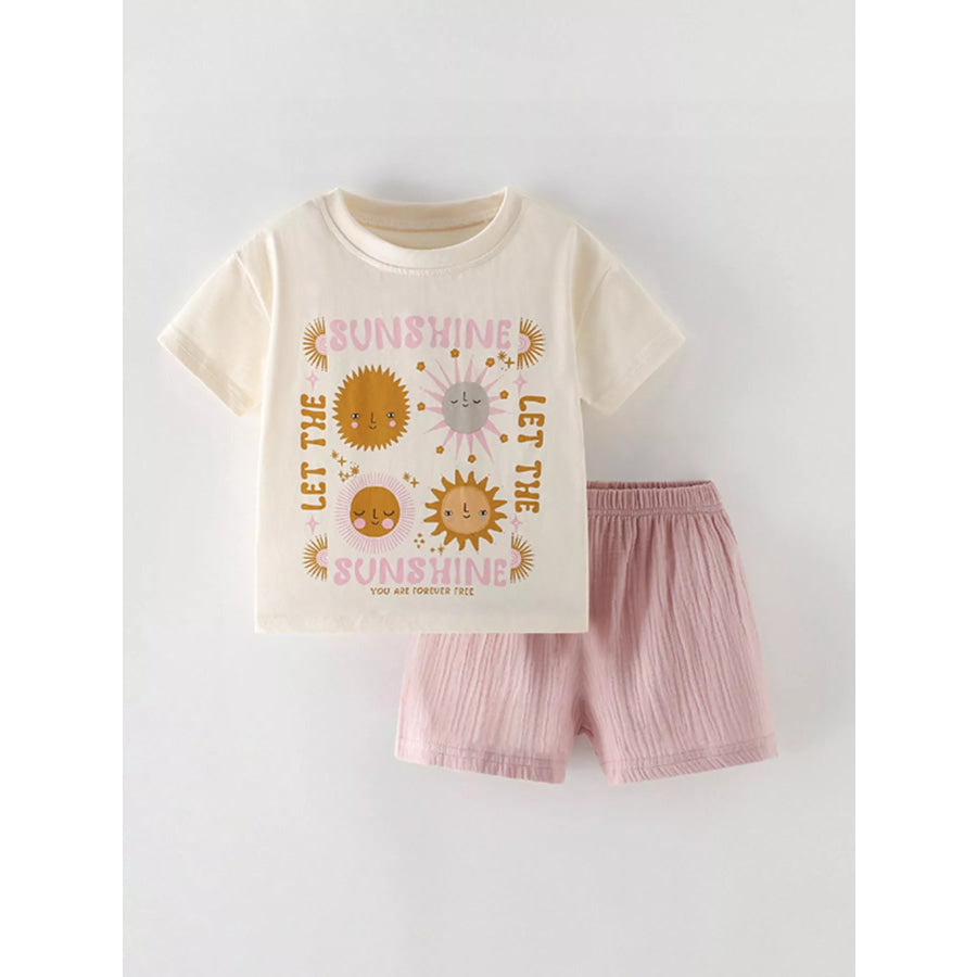 Children’s Graphic Tee & Textured Shorts Set Cream / 6Y Apparel and Accessories