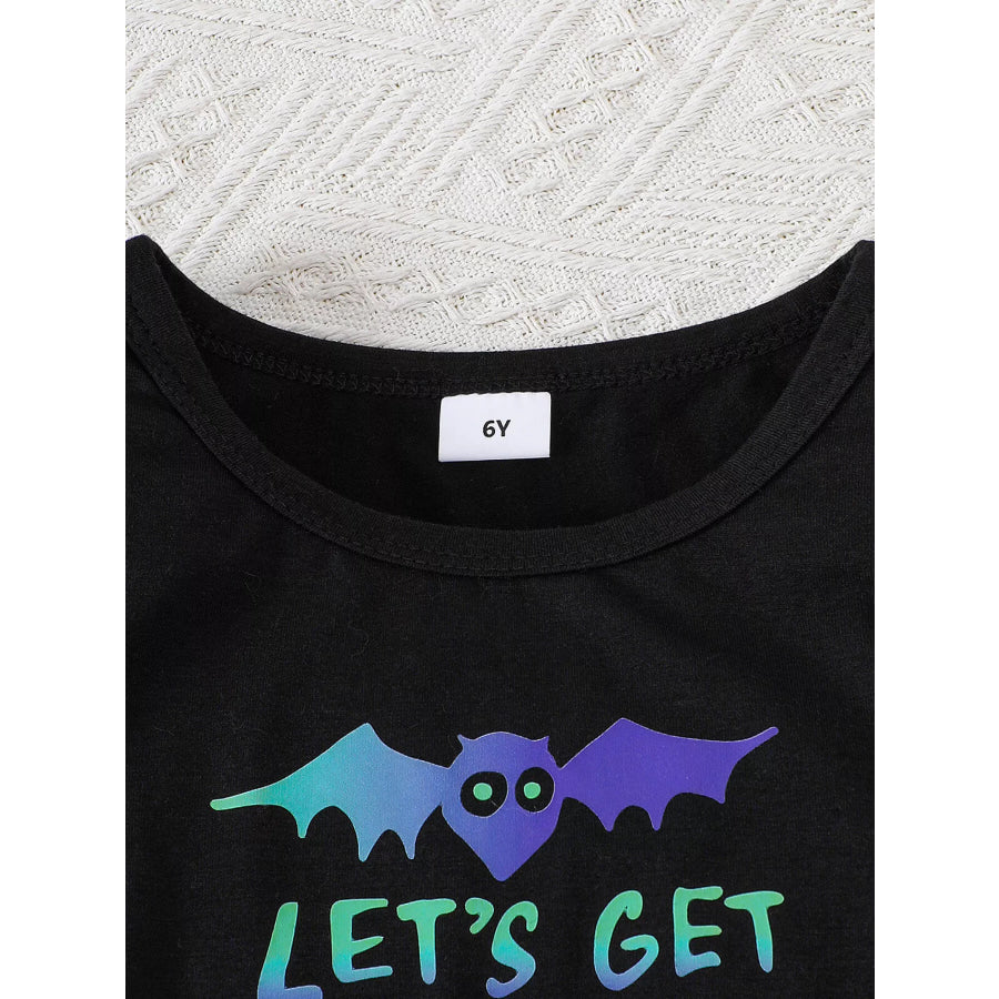 Children’s Halloween Bat Print Hooded Cape and Tulle Dress Set Apparel Accessories