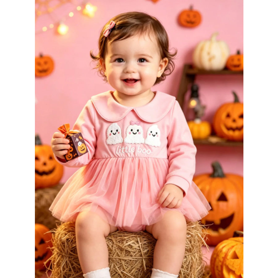 Children’s Halloween Embroidered Tulle Bodysuit Dress Pink / 0-3M Apparel and Accessories