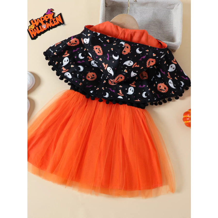 Children’s Halloween Ghost Dress and Hooded Cape Set Apparel Accessories