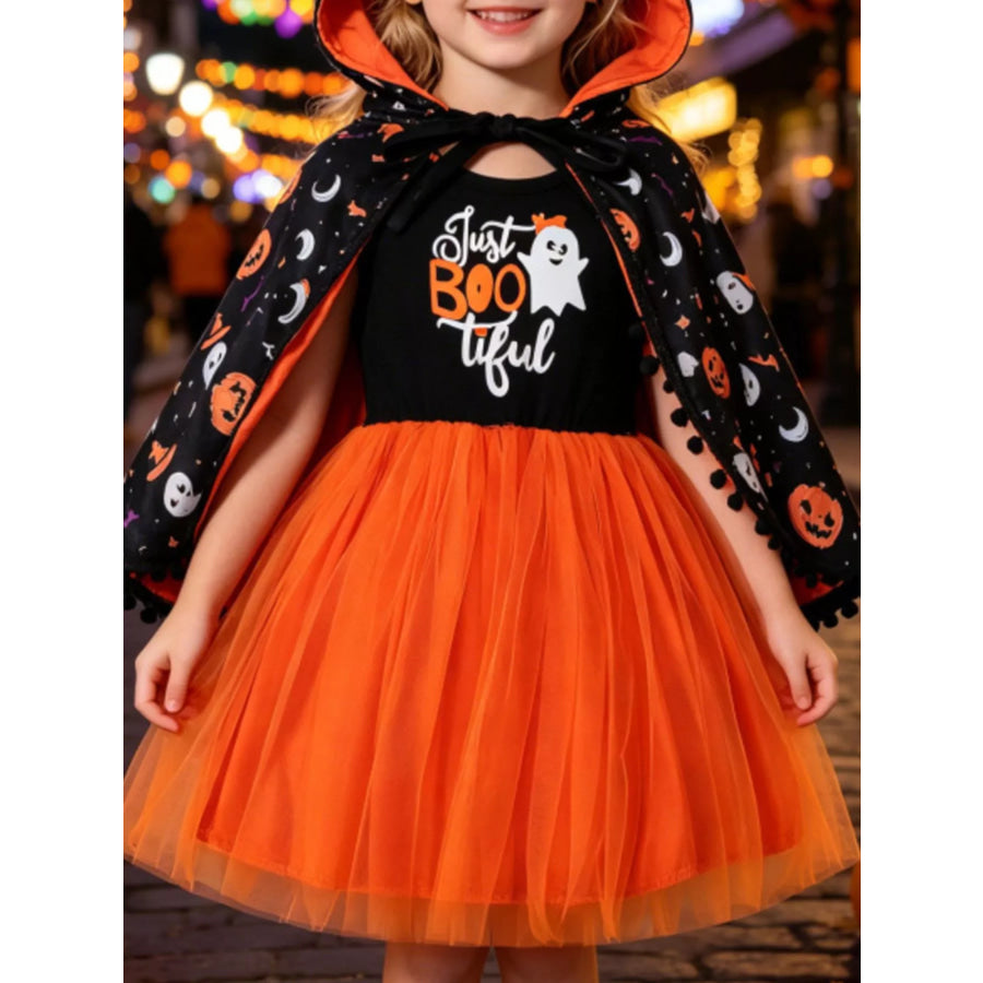 Children’s Halloween Ghost Dress and Hooded Cape Set Orange / 18-24M Apparel Accessories