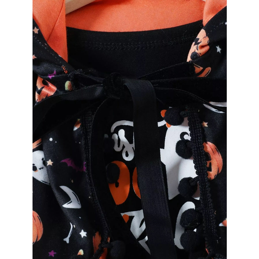 Children’s Halloween Ghost Graphic Dress and Hooded Cape Set Apparel Accessories