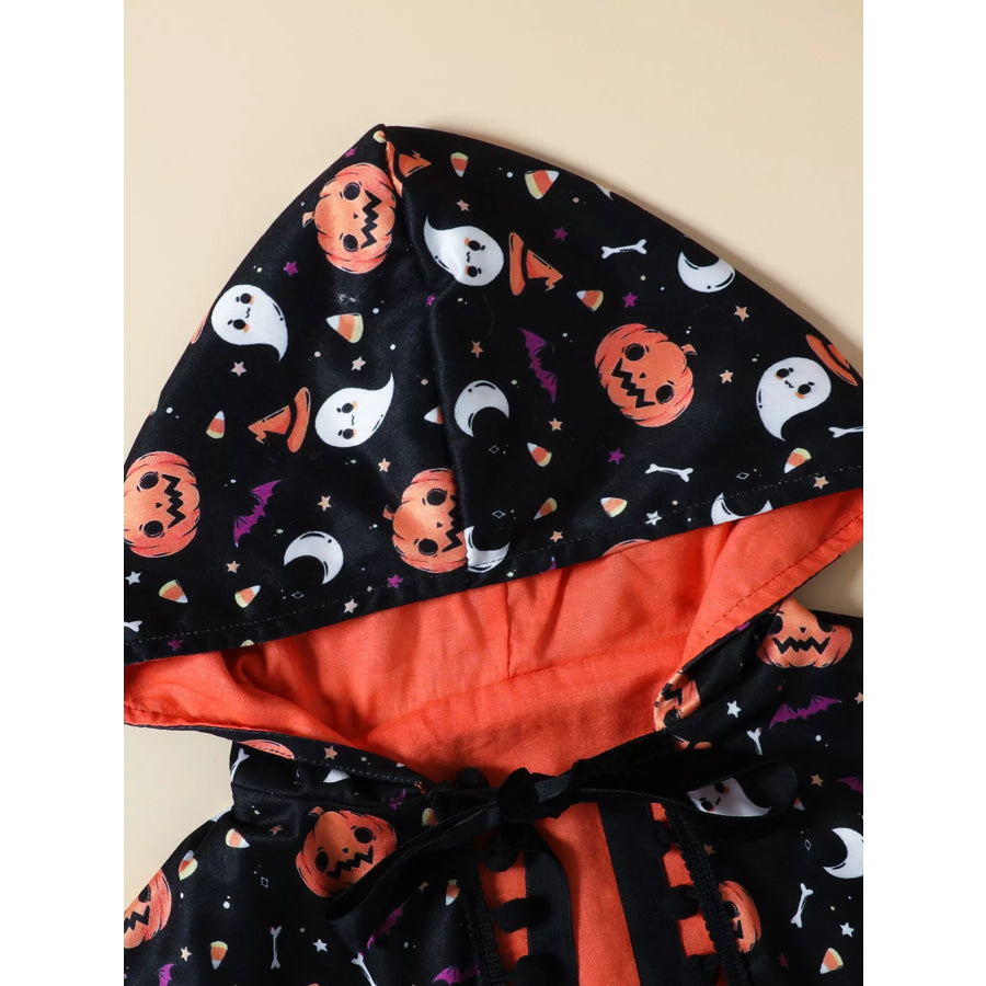 Children’s Halloween Ghost Graphic Dress and Hooded Cape Set Apparel Accessories