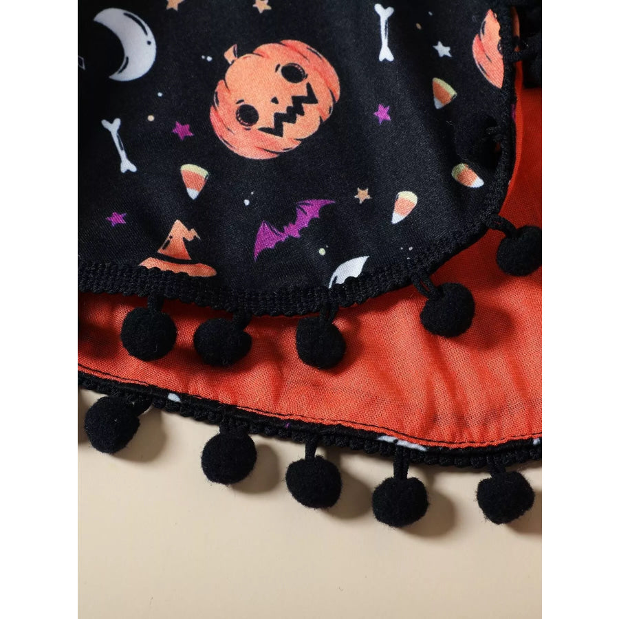 Children’s Halloween Ghost Graphic Dress and Hooded Cape Set Apparel Accessories