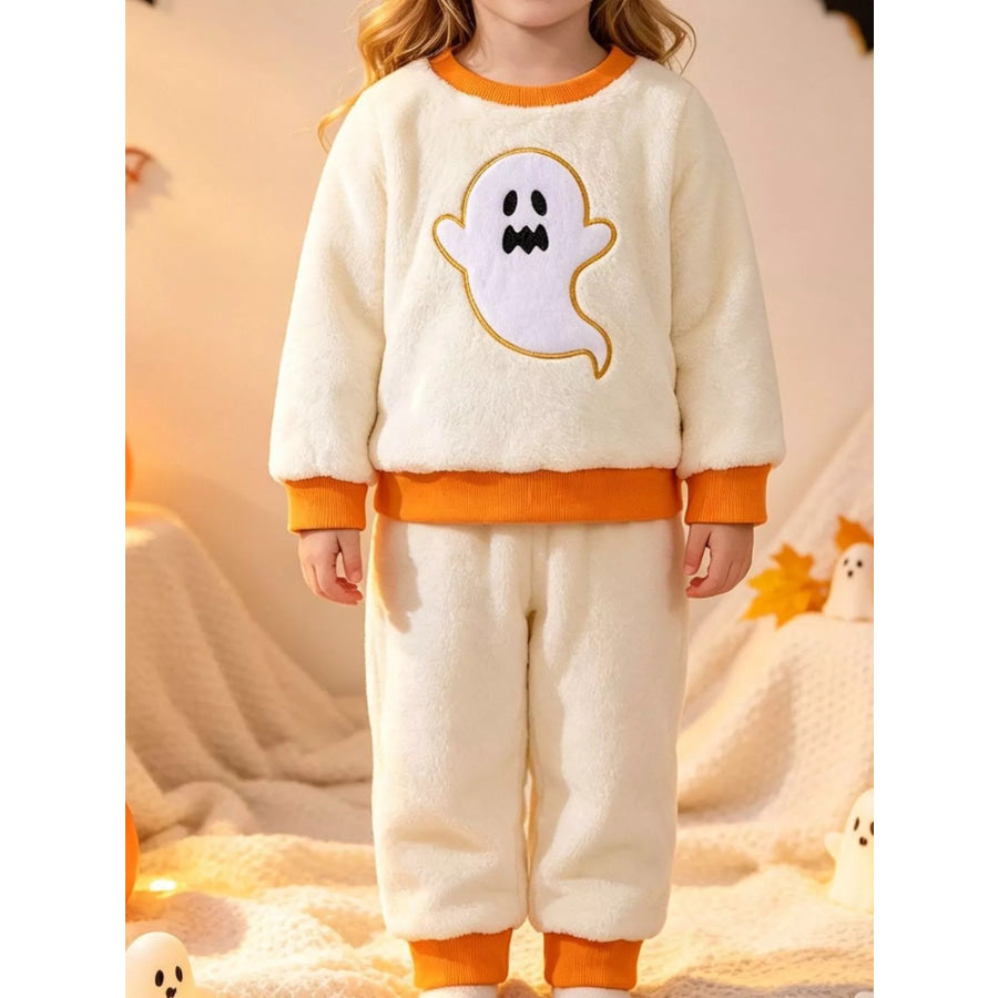Children’s Halloween Ghost Pattern Top and Pants Set White / 6-12M Apparel Accessories