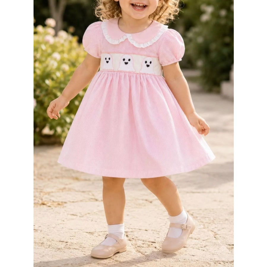 Children’s Halloween Ghost Smocked Gingham Dress Pink / 18-24M Apparel and Accessories
