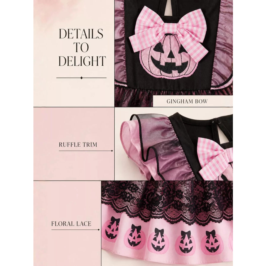 Children’s Halloween Lolita Style Pumpkin Print Dress Apparel and Accessories