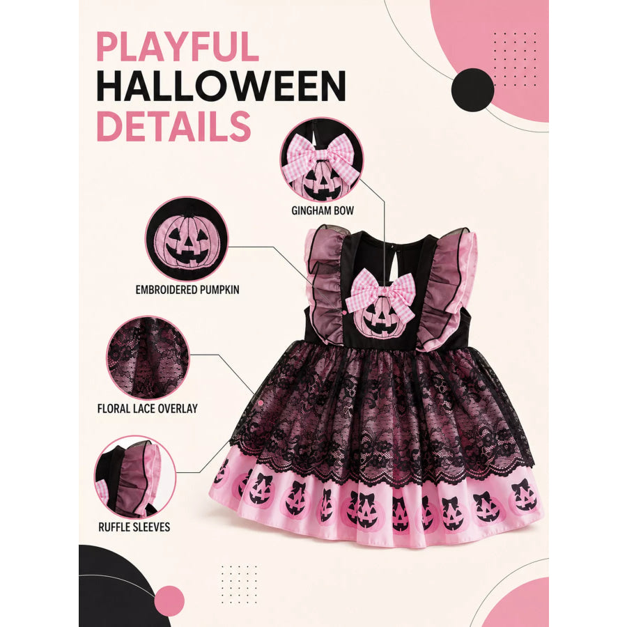 Children’s Halloween Lolita Style Pumpkin Print Dress Apparel and Accessories