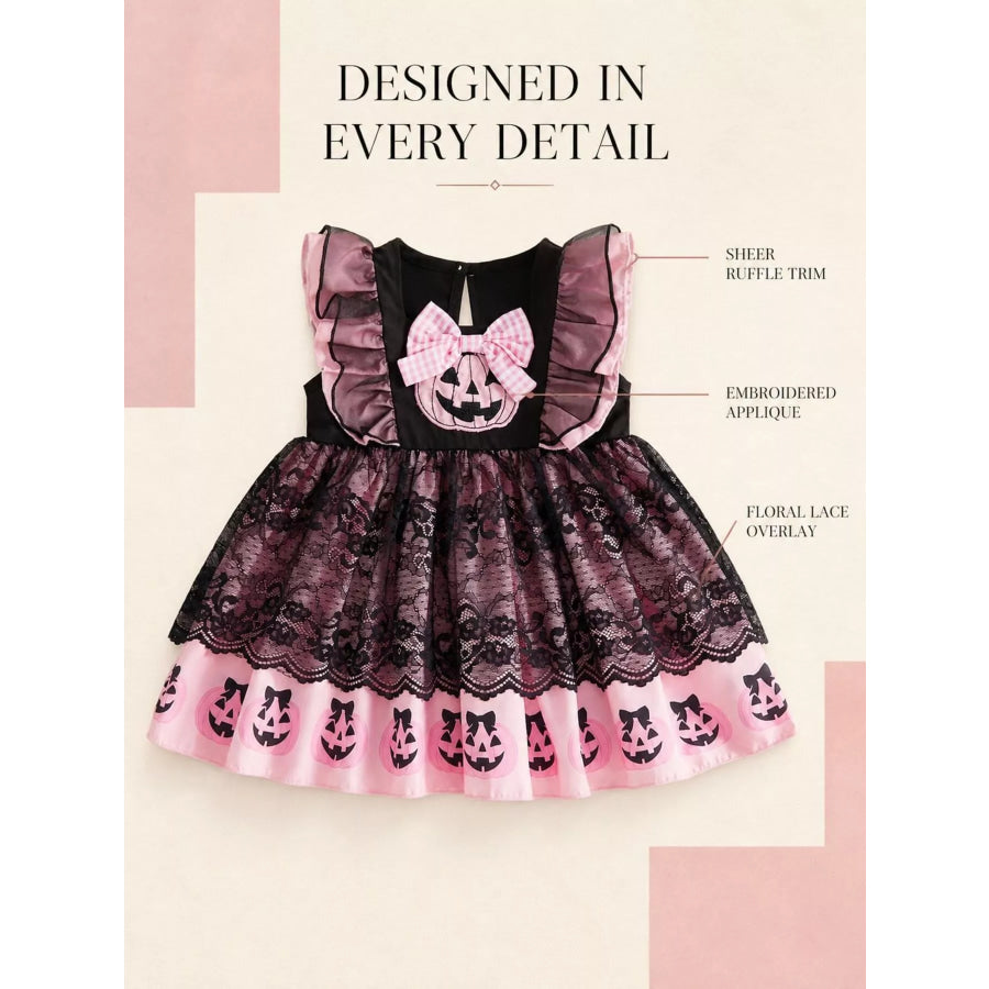 Children’s Halloween Lolita Style Pumpkin Print Dress Apparel and Accessories