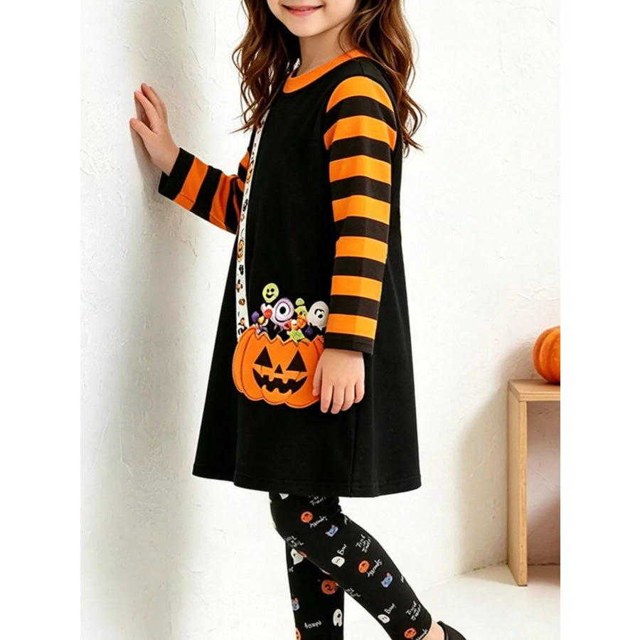 Children’s Halloween Pumpkin Long Sleeve Top and Leggings Set Apparel Accessories