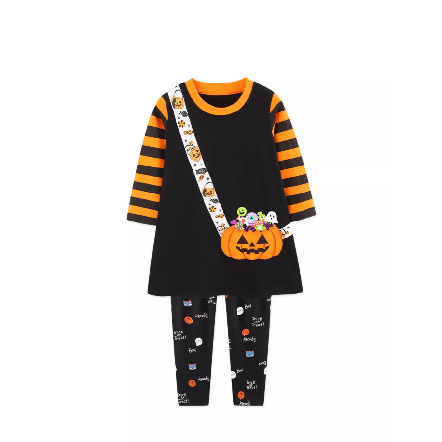Children’s Halloween Pumpkin Long Sleeve Top and Leggings Set Apparel Accessories