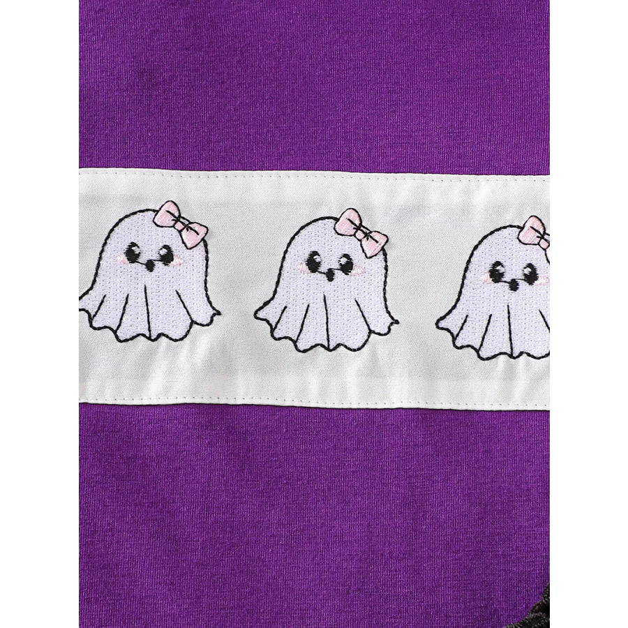 Children’s Halloween Pumpkin Long Sleeve Top and Spiderweb Bell Bottom Set Apparel Accessories