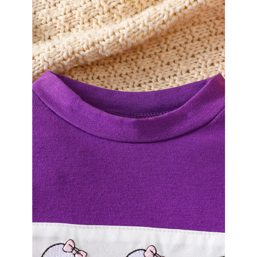 Children’s Halloween Pumpkin Long Sleeve Top and Spiderweb Bell Bottom Set Apparel Accessories
