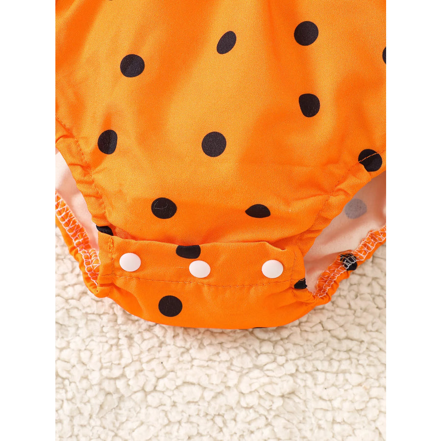 Children’s Halloween Pumpkin Polka Dot Bodysuit and Headband Set Apparel Accessories