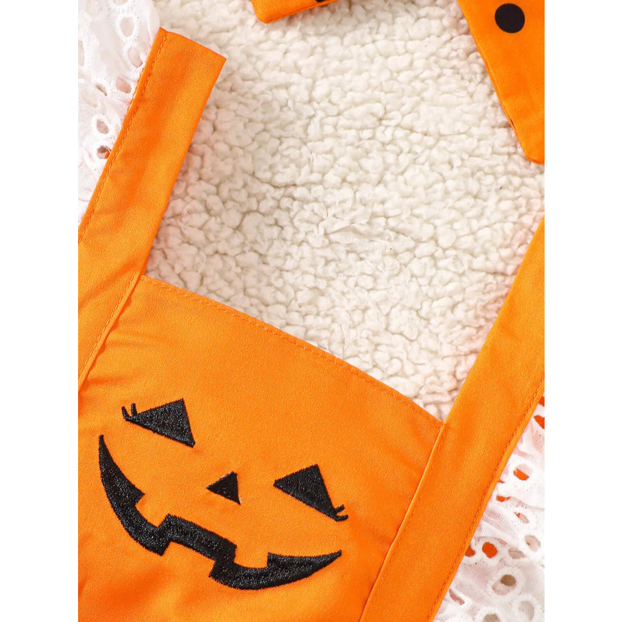 Children’s Halloween Pumpkin Polka Dot Bodysuit and Headband Set Apparel Accessories