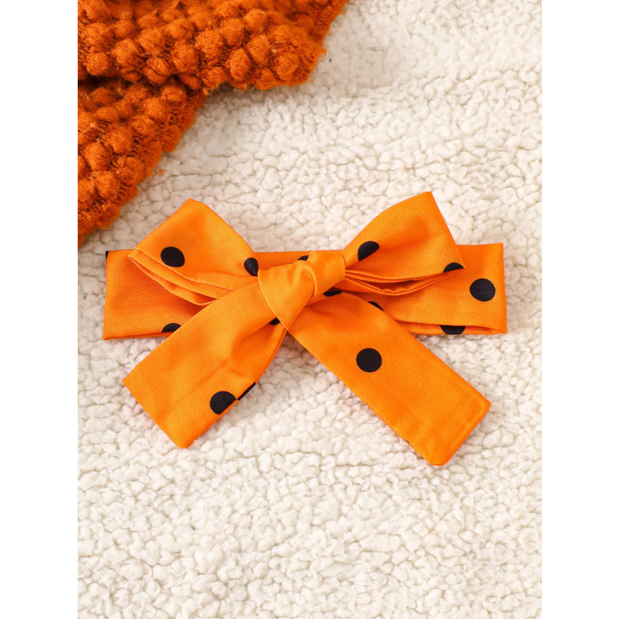 Children’s Halloween Pumpkin Polka Dot Bodysuit and Headband Set Orange / 0-3M Apparel Accessories