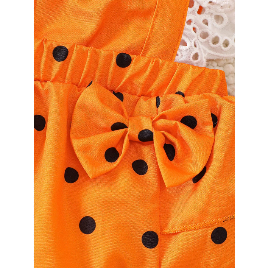 Children’s Halloween Pumpkin Polka Dot Bodysuit and Headband Set Apparel Accessories