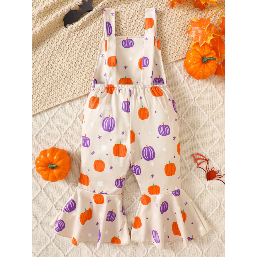 Children’s Halloween Pumpkin Print Bell-Bottom Jumpsuit Apparel and Accessories