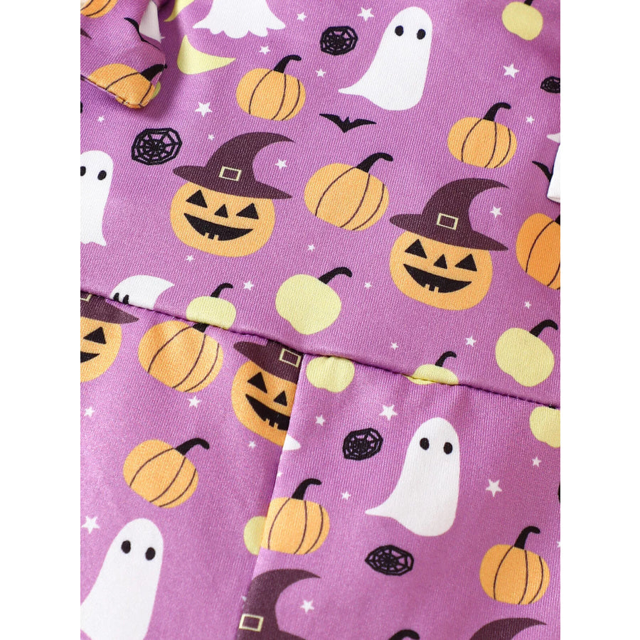 Children’s Halloween Pumpkin Print Bell-Bottom Jumpsuit Apparel and Accessories