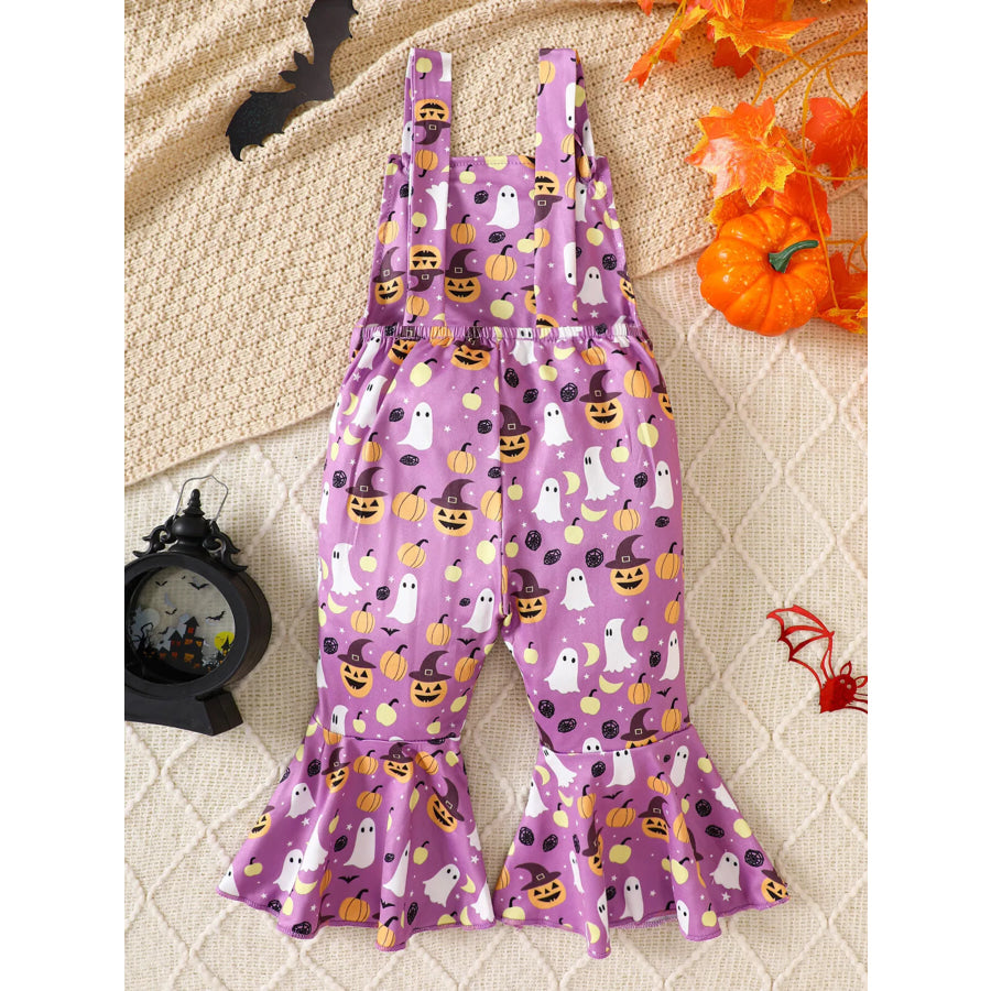 Children’s Halloween Pumpkin Print Bell-Bottom Jumpsuit Apparel and Accessories