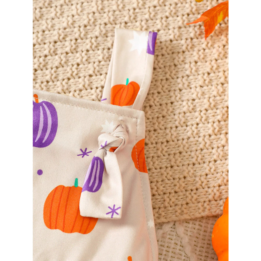 Children’s Halloween Pumpkin Print Bell-Bottom Jumpsuit Apparel and Accessories