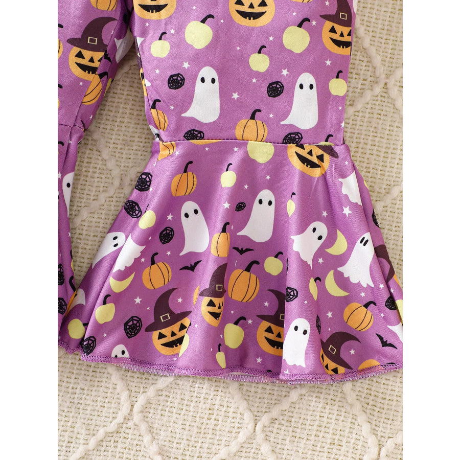 Children’s Halloween Pumpkin Print Bell-Bottom Jumpsuit Apparel and Accessories