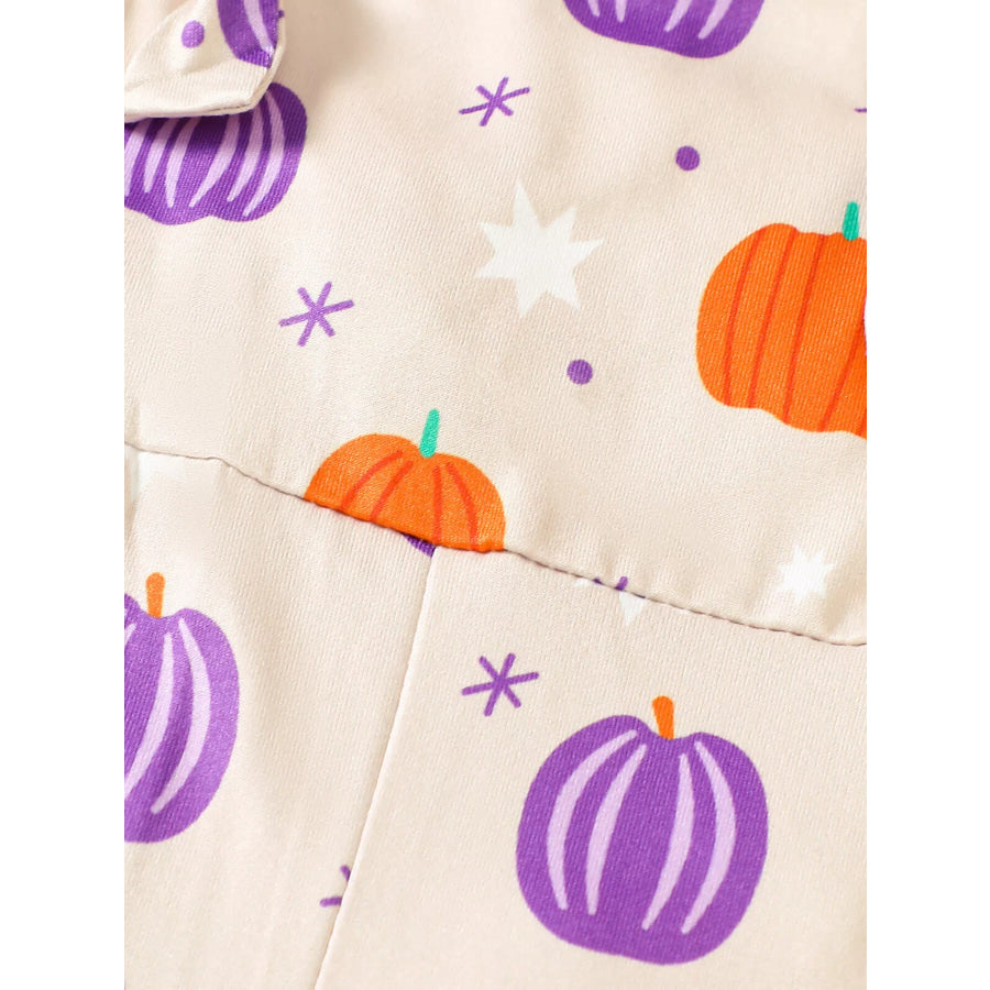 Children’s Halloween Pumpkin Print Bell-Bottom Jumpsuit Apparel and Accessories
