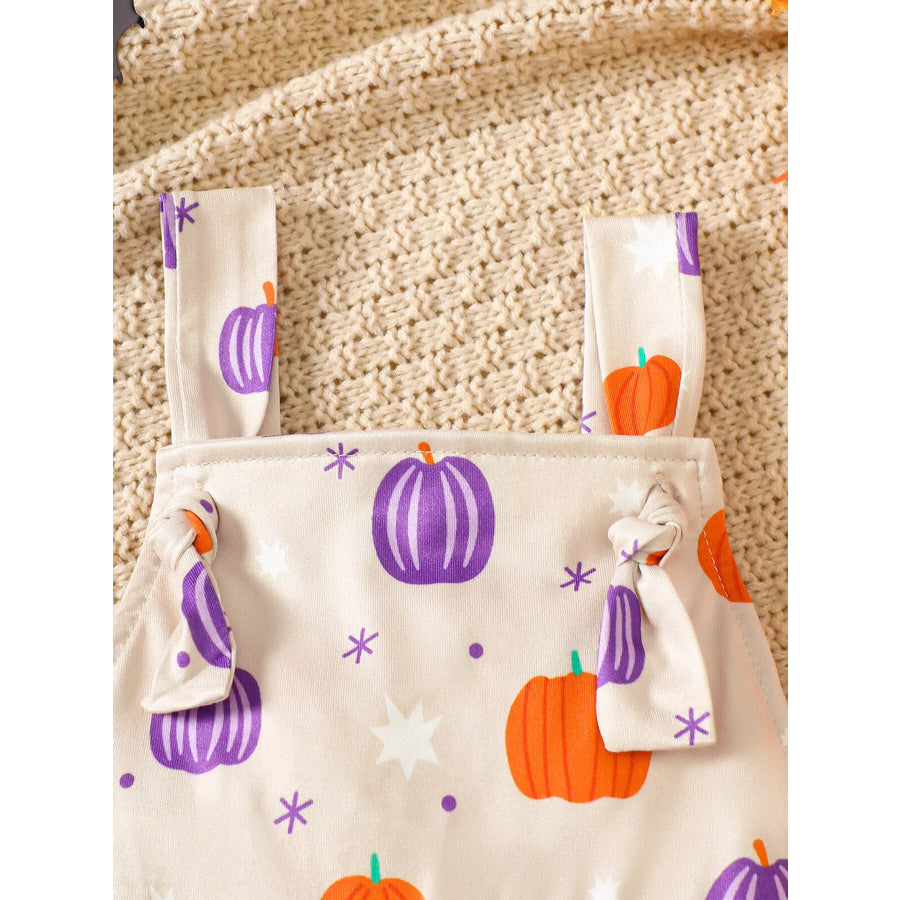 Children’s Halloween Pumpkin Print Bell-Bottom Jumpsuit Apparel and Accessories