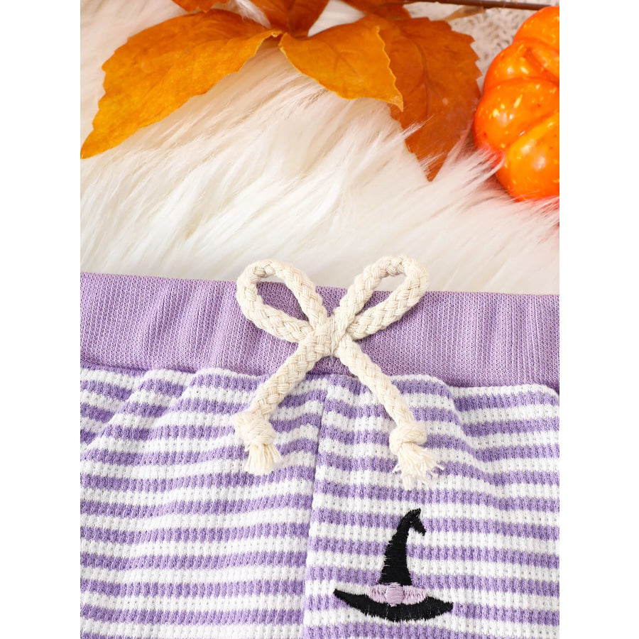 Children’s Halloween Pumpkin Striped Long Sleeve Pajama Set Apparel and Accessories
